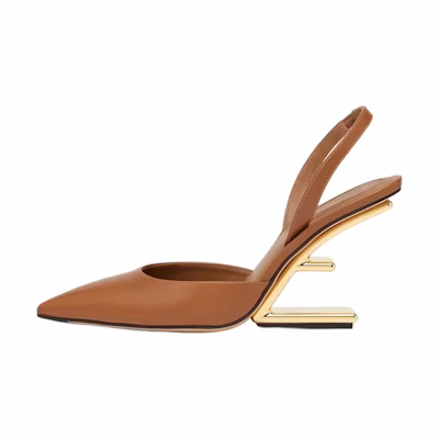 (W) Fendi Calfskin High-Heel Sandals 'Brown'