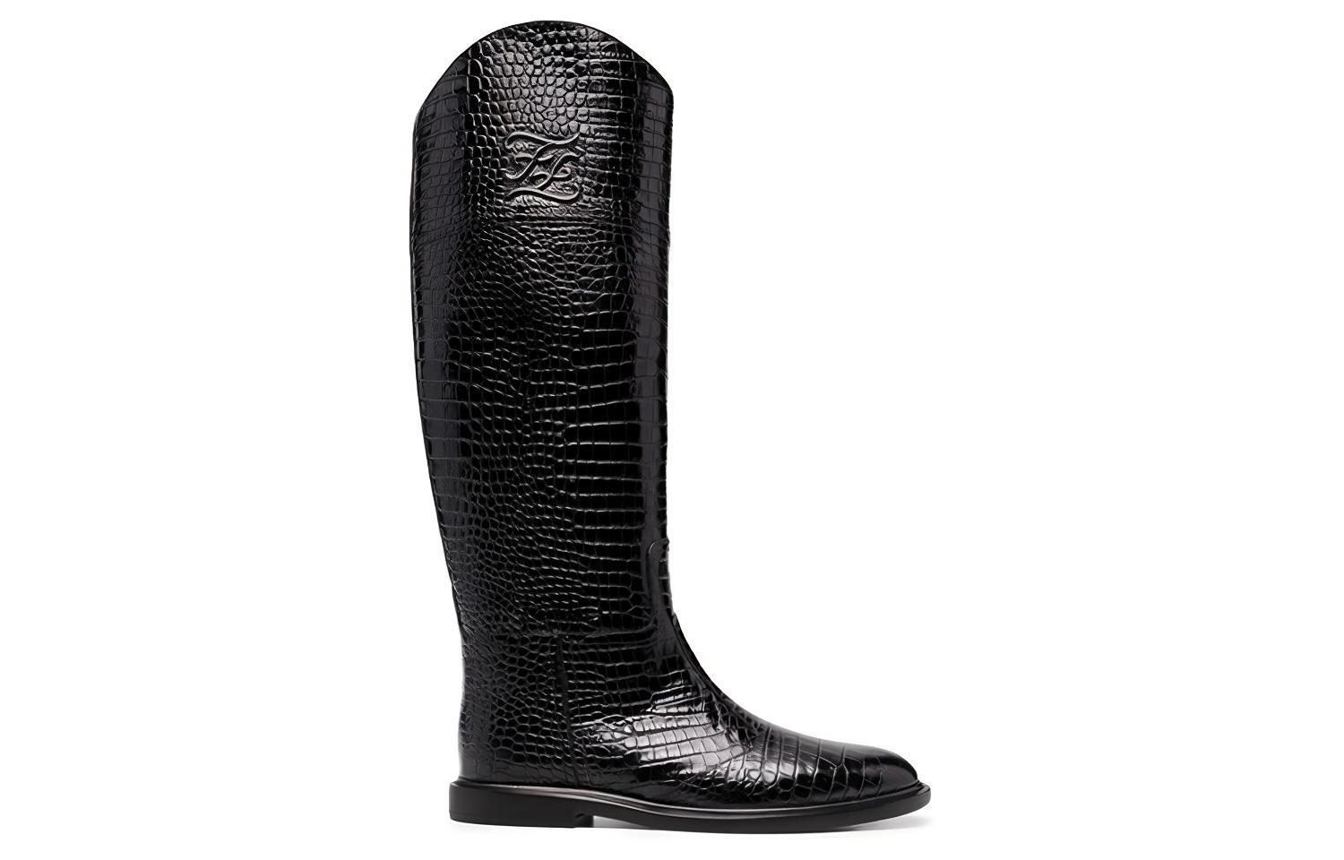 Order (Women) Fendi Calligraph High-Top 'Crocodile Pattern Black Leather' 8W8173AGDWF0ABB