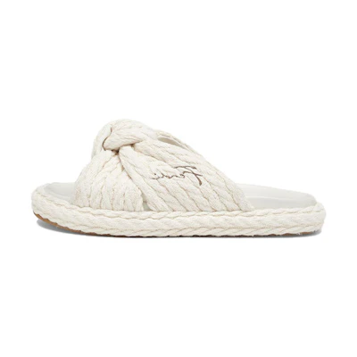 (W) Fendi Canvas Flat Weave Fashion Slides 'White'