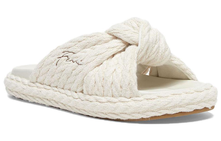 (W) Fendi Canvas Flat Weave Fashion Slides 'White' 圖 2