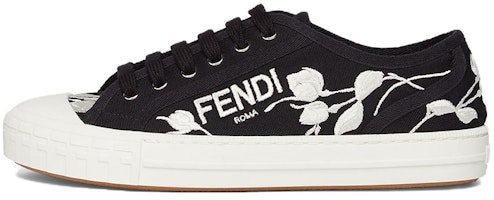 (Women) Fendi Canvas Low-Top 'Floral Embroidery Black' 8E8325AN7NF1KOF (Women) Fendi Canvas Low-Top 'Floral Embroidery Black' 8E8325AN7NF1KOF