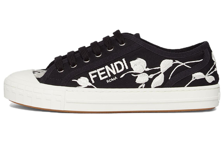 Buy (W) フェンディ キャンバス 花刺繍 ブラック ローカット 8E8325AN7NF1KOF