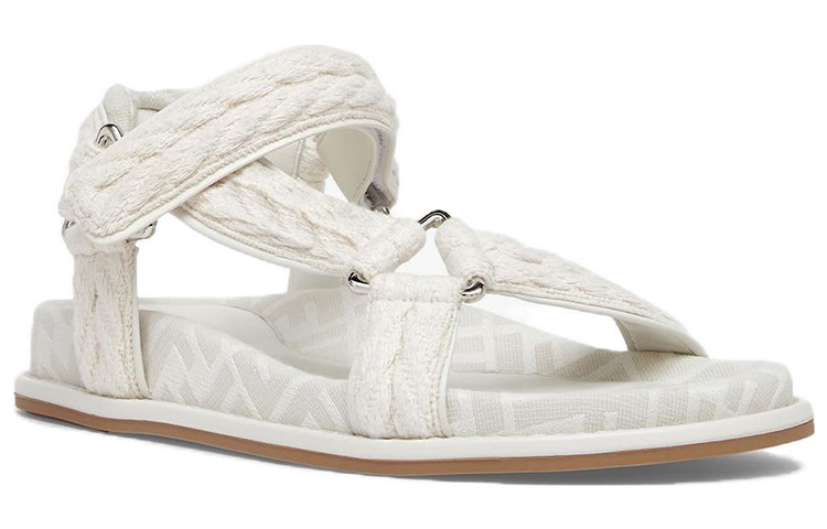 (W) Fendi Canvas Open-Toe Woven Slide 'White Grey' 圖 2