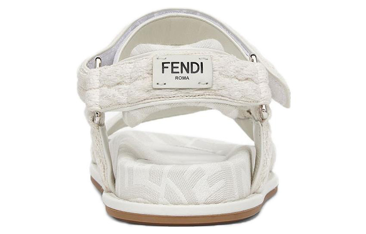 (W) Fendi Canvas Open-Toe Woven Slide 'White Grey' 圖 4