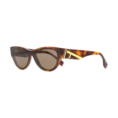 (Women) FENDI Cat-Eye Sunglasses for Women - Brown with Logo Design Temples FE40135I