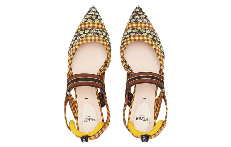 Lookbook FENDI Colibrì 棉質拼色花卉 女式 露跟高筒鞋 黃色