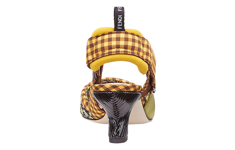 Shop FENDI Colibrì 棉質拼色花卉 女式 露跟高筒鞋 黃色