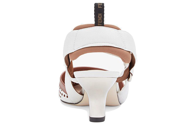 Shop FENDI Colibrì 皮革 女性款 露跟高跟鞋 白色