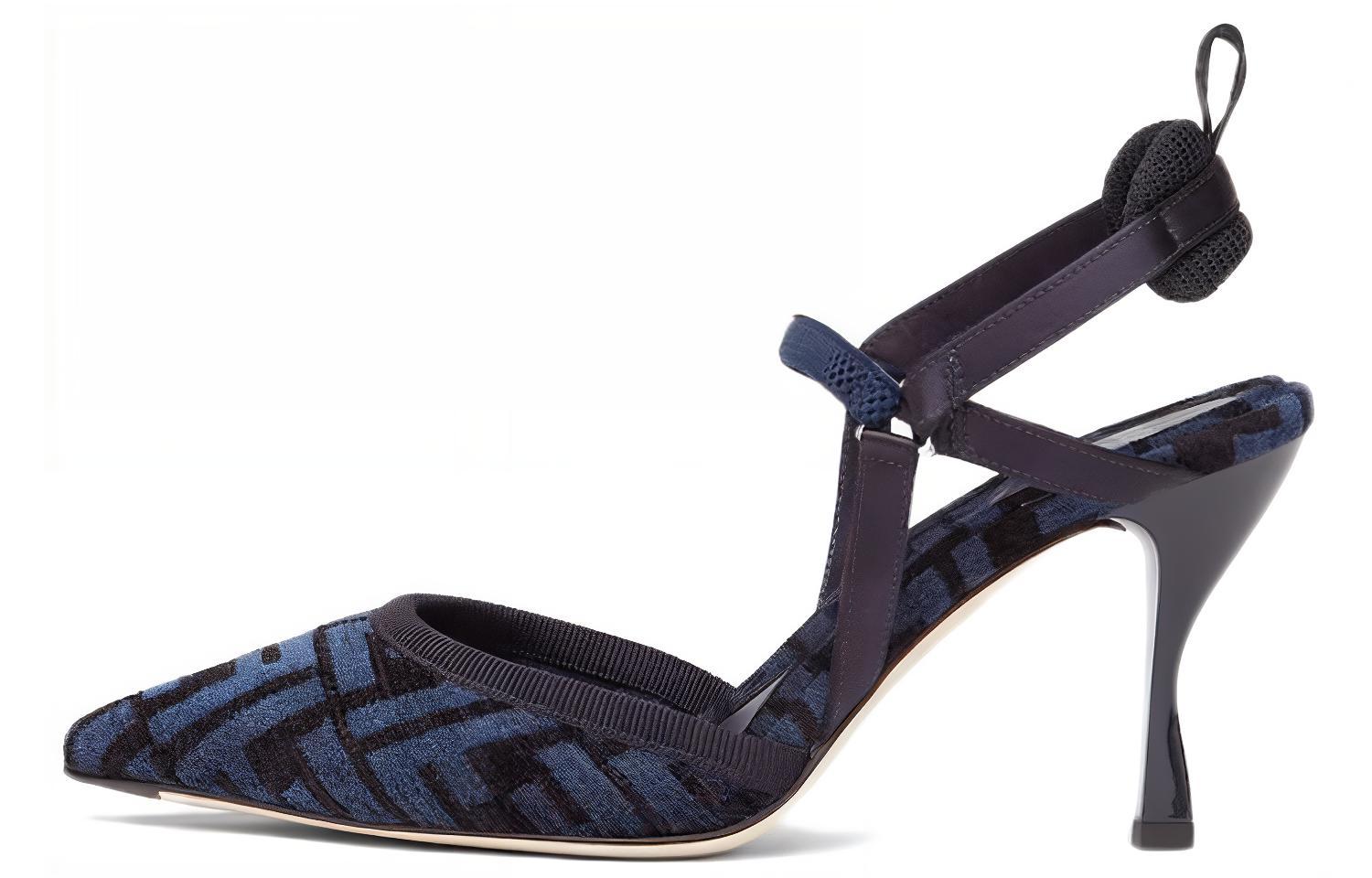 (W) Fendi Colibrì Lite 'Blue Chenille High-Heeled Sandal'