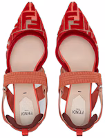 Shop FENDI 芬迪 Colibrì 高跟露踵鞋 女款 紅色