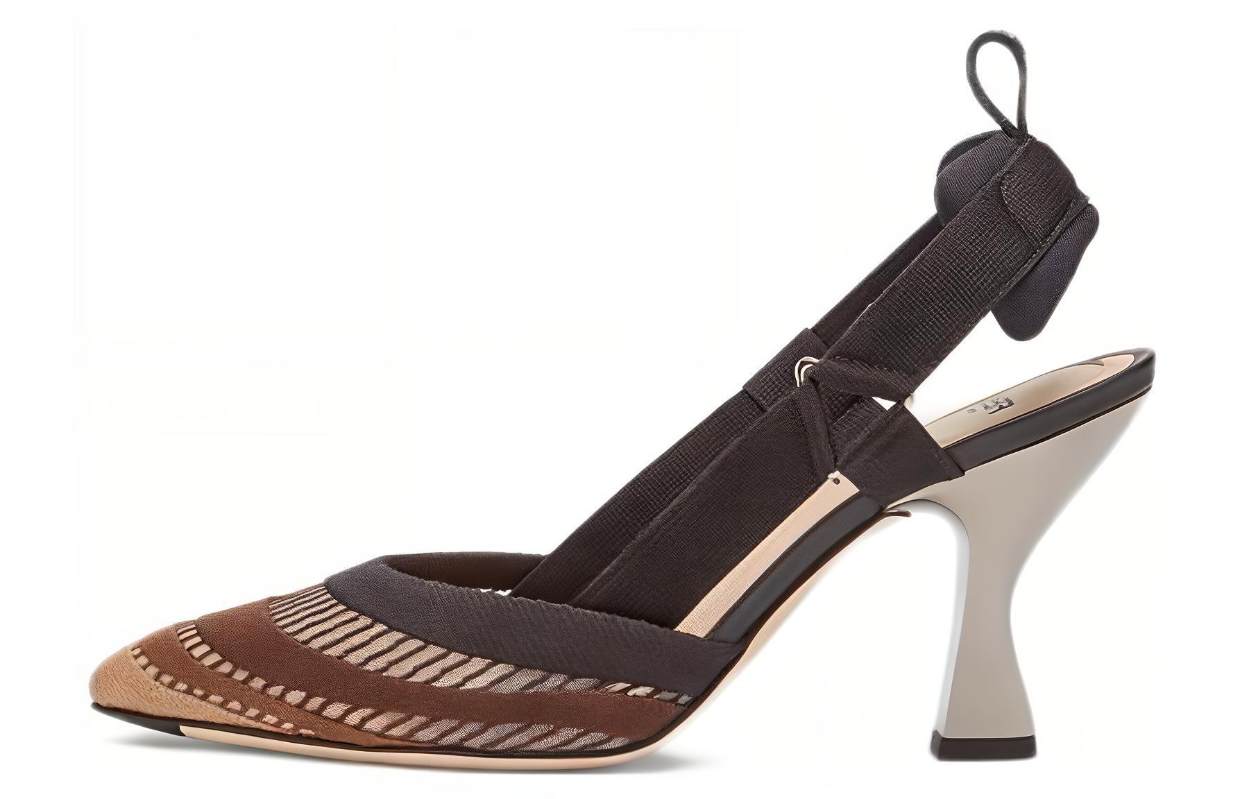 (Women) Fendi Colibri 'Black Mesh Pointed-Toe Stiletto' 8J8132AE7ZF1EB9