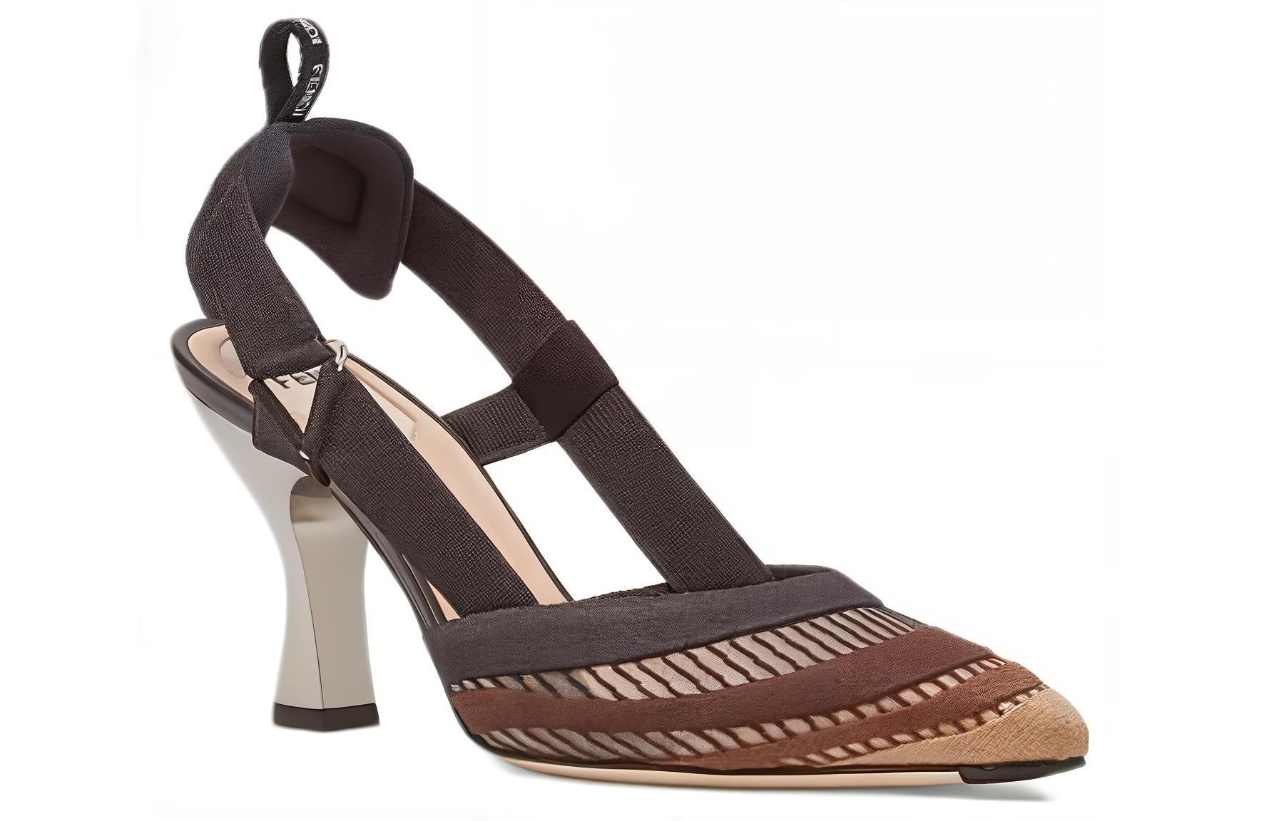 Order (W) Fendi Colibri 'Zapato de Tacón Negro de Malla con Punta Afilada' 8J8132AE7ZF1EB9