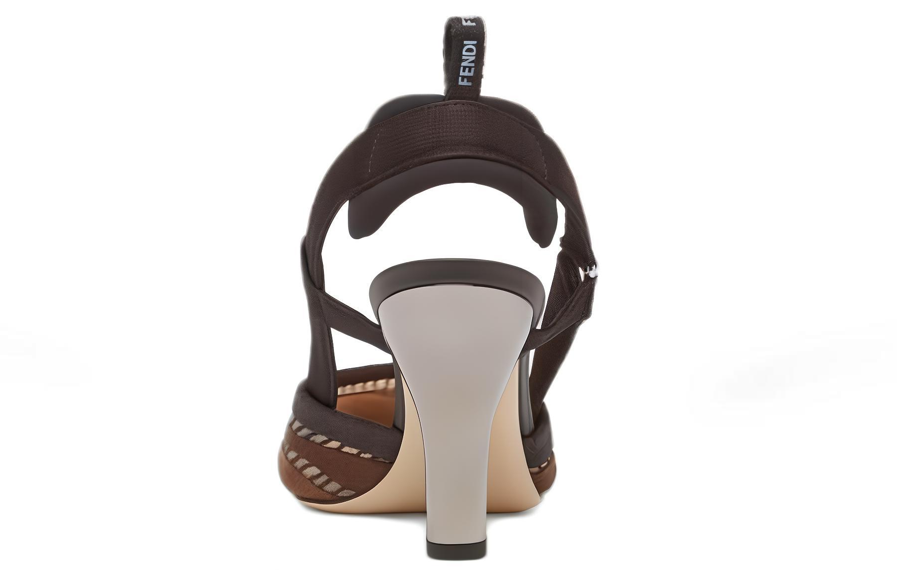Shop (W) Fendi Colibri 'Zapato de Tacón Negro de Malla con Punta Afilada' 8J8132AE7ZF1EB9