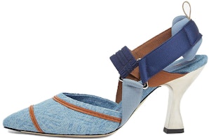 (Women) Fendi Colibri 'Blue Embroidered Slingback' High Heels 8.5cm 8J8143AO0EF1KOO (Women) Fendi Colibri 'Blue Embroidered Slingback' High Heels 8.5cm 8J8143AO0EF1KOO
