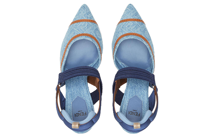 Lookbook (W) Fendi Colibri 'Slingback Biru Bersulam' Tumit Tinggi 8.5cm 8J8143AO0EF1KOO