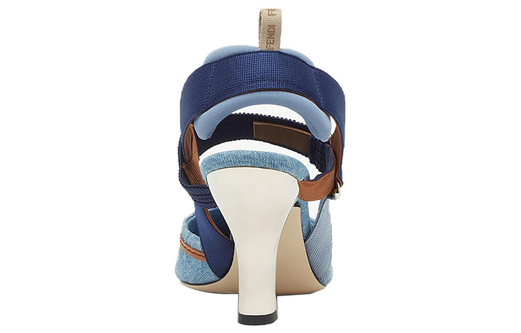 Shop (W) Fendi Colibri 'Slingback Biru Bersulam' Tumit Tinggi 8.5cm 8J8143AO0EF1KOO