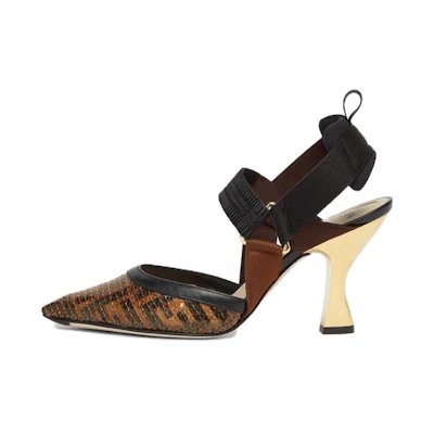 (W) Fendi Colibri 'Brown Pointed-Toe Stiletto Heels'