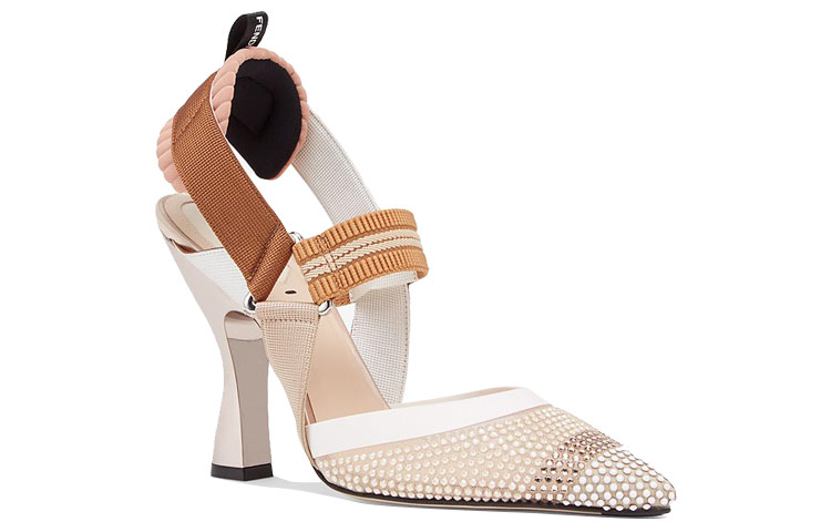 Lookbook (W) Fendi Colibri ''Mesh Beige Slingback Heels'' Damen High Heels Beige. 8J6967A8CBF16ZS