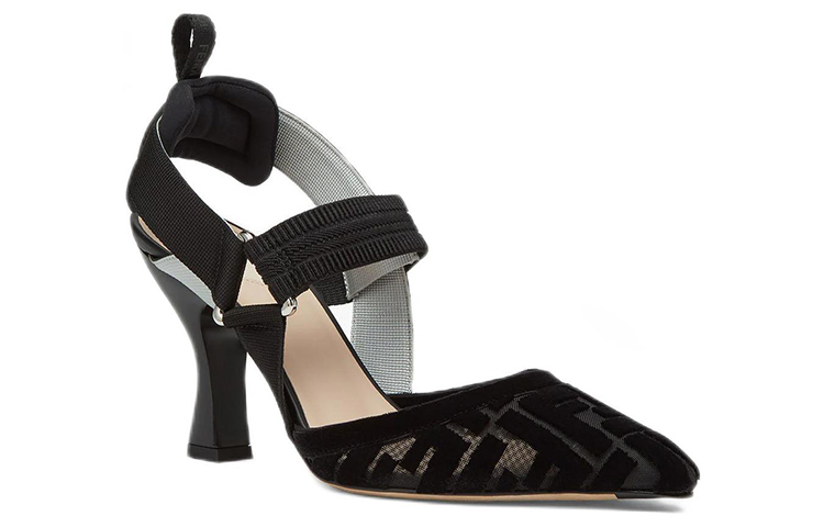 Order (W) Fendi Colibri 'Mesh FF Logo Slingback Heels - Hitam' 8J8194AGEGF0MQ0