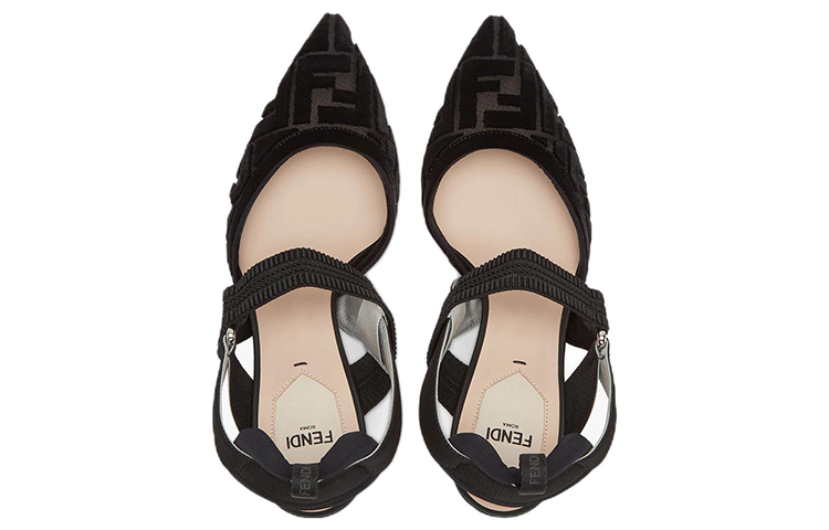 Lookbook (W) Fendi Colibri 'Mesh FF Logo Slingback Heels - Hitam' 8J8194AGEGF0MQ0