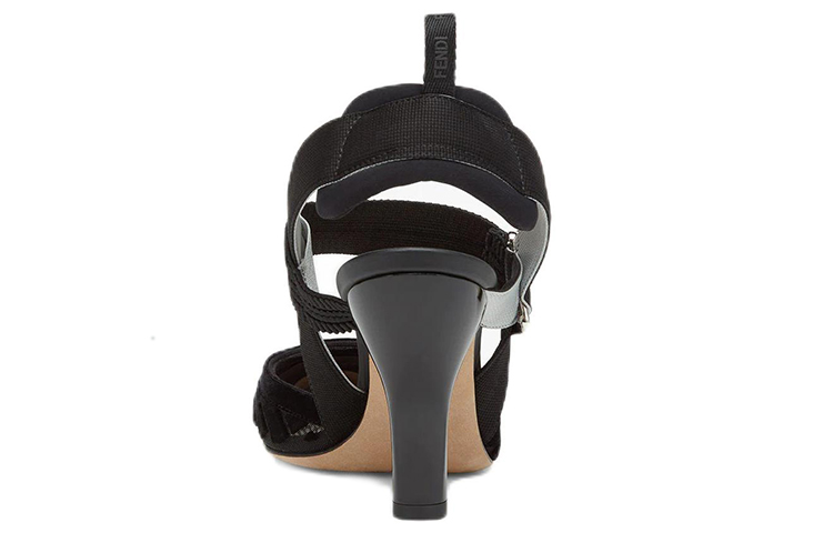 Shop (W) Fendi Colibri 'Mesh FF Logo Slingback Heels - Hitam' 8J8194AGEGF0MQ0