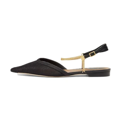 (W) Fendi Colibri Heels 'Black Logo Mesh Slingback'