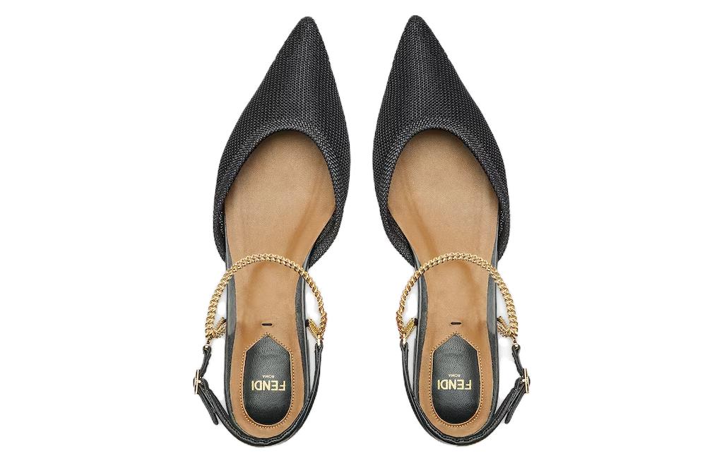 Lookbook (W) Fendi Colibri Tumit 'Mesh Logo Hitam Slingback' 8J8447AOMMF0ABB