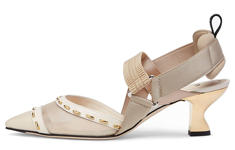 (W) Fendi Colibri High Heels 'Metallic Stitching Mesh Pink'