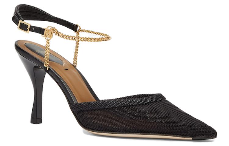 Order (W) Fendi Colibri Lite Nero 8.5cm ''Mesh Chain Strap Stiletto'' 8J8446AOMMF0ABB