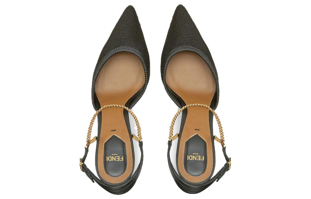 Lookbook (W) Fendi Colibri Lite Nero 8.5cm ''Mesh Chain Strap Stiletto'' 8J8446AOMMF0ABB