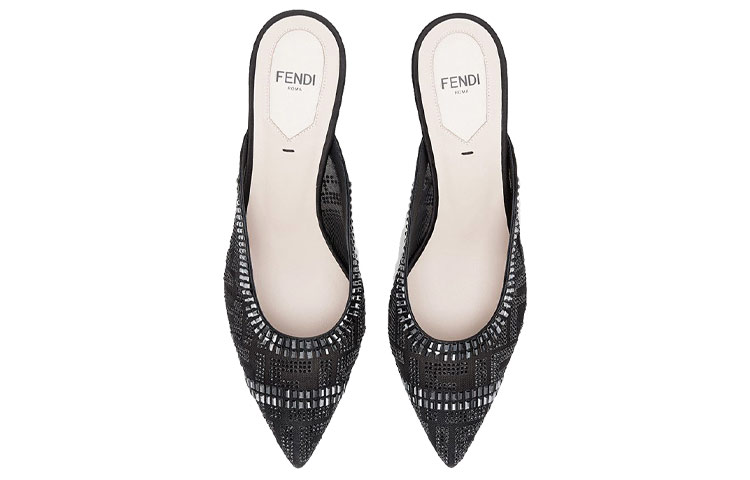 (W) Fendi Colibri Slipper 'Black Mesh Leather CMFT Fashion' 圖 5