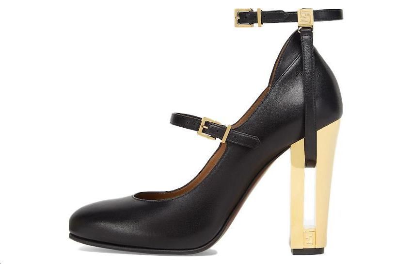 (Women) Fendi Delfina Leather High-Heel Peep-Toe 'Black' 8I8443NA7F0QA1