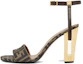 Buy (W) Fendi Delfina Sandale à Talon Haut en Cuir Ouverte ''Marron'' 8X8442AJZFF1D1C
