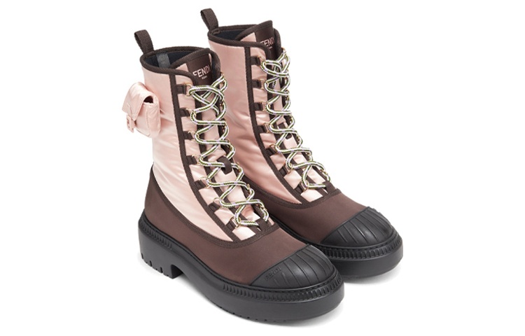 Shop (W) Fendi Domino Schnürstiefel Bikerstiefel ''Pink'' 8T8381ALJ0F1JFW