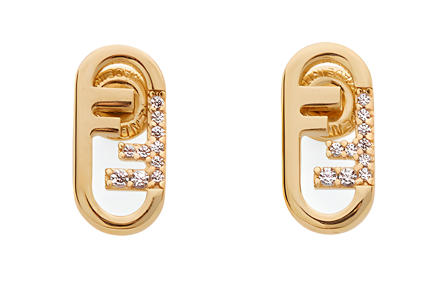 (Women) FENDI Double F Logo Gold Earrings for Women. FENY258YGOL