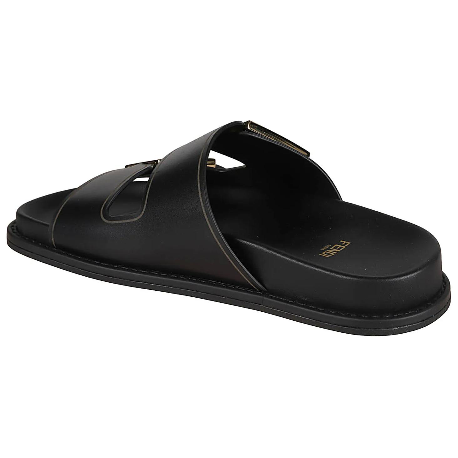 Shop (W) Sandal Datar Tali Ganda Fendi 'Mode Hitam' 8X8326PPHF0ABB