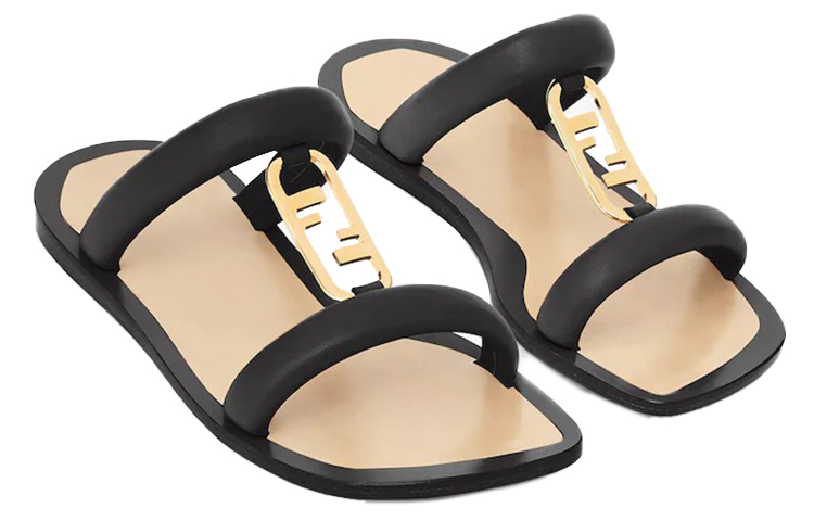 Lookbook (Women) Fendi Double Strap Low Heel 'Fashion Slide Black' 8X8332NBAF0QA1