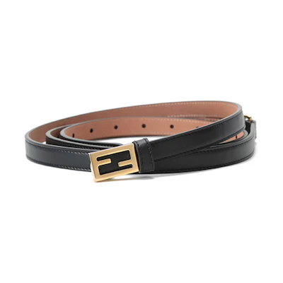 (Women) FENDI Double Wrap Leather Belt Black 1.5cm 8C0637-AAIW-F0KUR