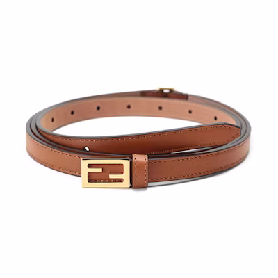 (Women) FENDI Double Wrap Leather Belt with Buckle in Brown, 1.5cm Width. 8C0637-AAIW-F0QVK