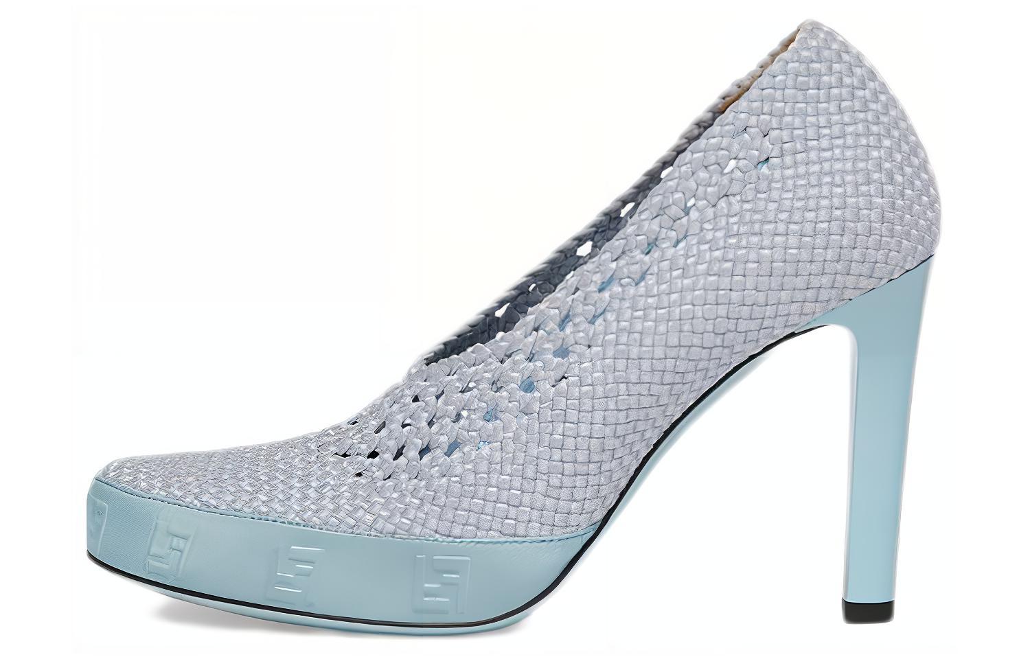 (W) Fendi Elastic Lace High-Heeled Shoes 'Light Blue'