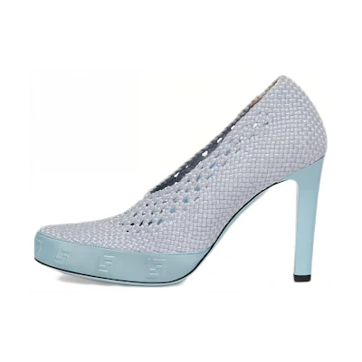 (W) Fendi Elastic Lace High-Heeled Shoes 'Light Blue'