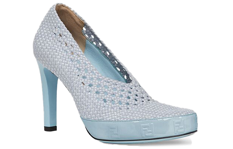(W) Fendi Elastic Lace High-Heeled Shoes 'Light Blue' 圖 2