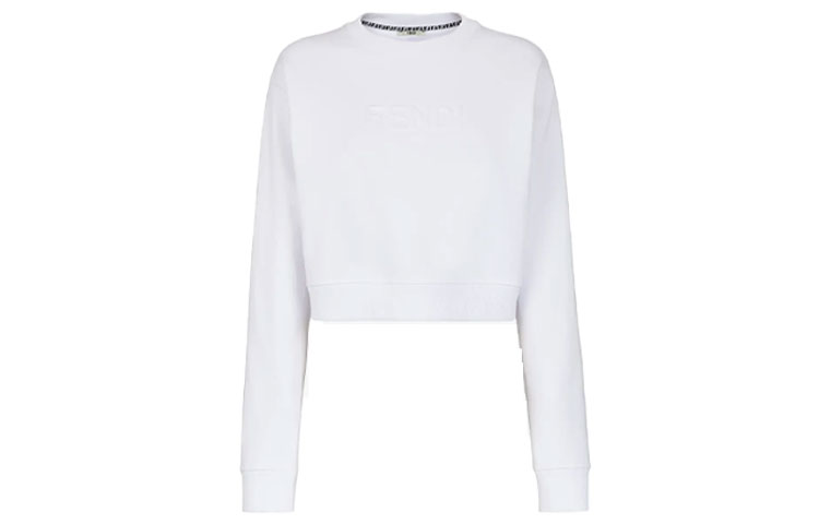 Order (W) 펜디 엠보싱 로고 크루넥 긴팔 스웻셔츠 화이트. FS7427AHLTF0ZNM