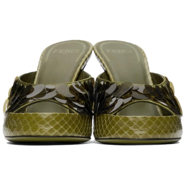 Lookbook (W) Sandalias de Tacón Alto Fendi con Lentejuelas Bordadas 'Verde' 8R8134AE7RF1C4N