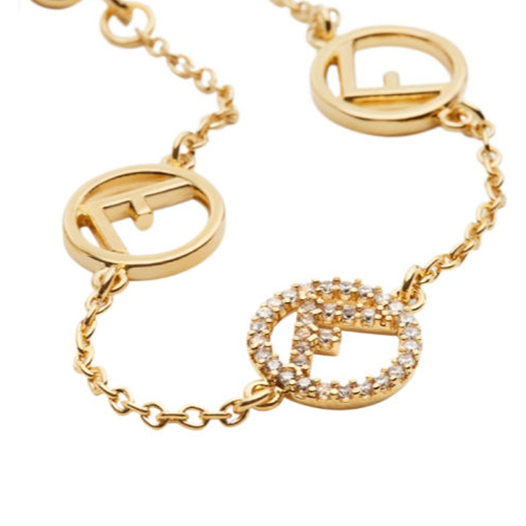 Shop (Women) FENDI F Logo Gold Brass Bracelet for Women 8AK7116DM