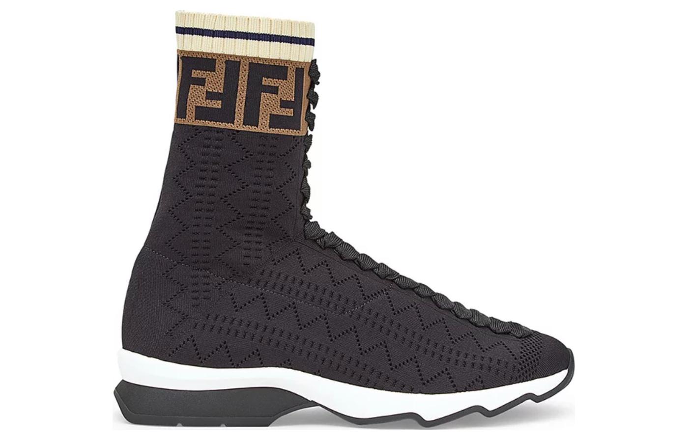 (W) Fendi Fabric 'Black Fashion Sneaker Boots' 圖 2