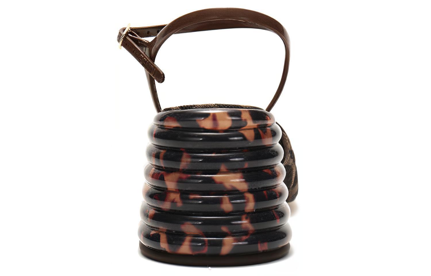 (W) Fendi Fabric High-Heel Fashion Sandals 'Brown Black' 圖 4