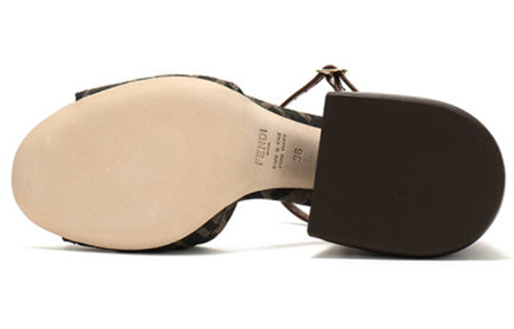 (W) Fendi Fabric High-Heel Fashion Sandals 'Brown Black' 圖 5