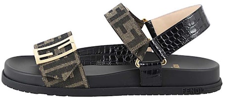 (Women) Fendi Fabric Velcro Fashion Sandals 'Black Brown' 8X8039ABOEF0VAV (Women) Fendi Fabric Velcro Fashion Sandals 'Black Brown' 8X8039ABOEF0VAV