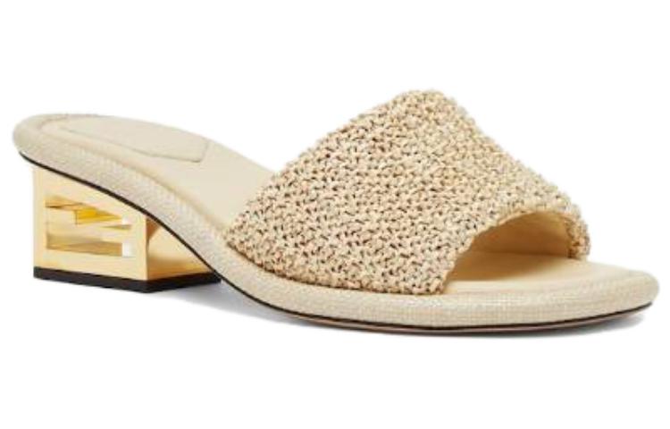 (W) Fendi Fashion Thick-Heeled Slide 'Beige' 圖 3